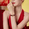 Pulseira de Cinábrio Natural Amuleto do Ano Zodiacal para Mulheres Duplo Círculo Cartão de Bênção Areia Roxa Dourada Autêntica Pode Ser Enviado em Nome de Outros