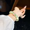 Pulsera de Cuarzo Rosa Jade Tapa de Leche de Uva Verde Popular Verano 2025 Versátil Creativa Simple Moda Iluminadora