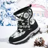 Botas de nieve para niños transfronterizas 2023, nuevas, con garra de hierro, antideslizantes, cálidas, acolchadas de algodón, zapatos grandes de algodón, botas impermeables de camuflaje