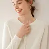 Suéter de Cashmere Feminino Bai Cai Rong Outono/Inverno 2026, Cardigã Raglan, Design Versátil, Tricô de Lã