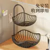 Estante de almacenamiento de cesta de verduras para cocina, organizador de doble capa para jengibre y ajo en encimera, cesta de almacenamiento multifuncional para frutas y verduras para el hogar