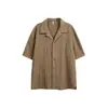 Camisa de Férias Solta de Manga Curta Estilo Old Money para Homens e Mulheres, Jaqueta Camisa Cubana Respirável Vazada Hc2707