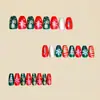Parche de Arte para Uñas Cuadrado Europeo de Longitud Media Navideño Parche de Arte para Uñas con Elementos Navideños Rojos y Verdes Extraíble 24