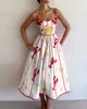 Vestido Largo Sin Mangas Transfronterizo 2025 Vestido de Tirantes Finos Vestido Largo Europeo y Americano Moda de Verano Nueva para Mujer Estampado Digital Moda