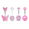 Anillo para Ombligo de Mariposa Más Vendido de Amazon, Anillo para Ombligo de Plástico Transparente con Brillo, Set de Joyería para Piercing de Acero Inoxidable