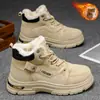 Zapatos de Hombre Nuevos Botas de Caña Alta de Terciopelo para Invierno Zapatos de Trabajo para Exteriores para Hombre Zapatos de Algodón Gruesos y Cálidos Botines de Suela Gruesa