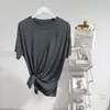 Camiseta Esportiva Lulu Bling Exclusiva de Verão, Manga Curta, Respirável, Gola Redonda, Caimento Solto, Tamanho Grande