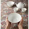 Juego de Vajilla de Cerámica Blanca de Fábrica Cocina Bol Grande Bol Pequeño Bol Doméstico para Sopa Bol para Arroz Bol para Fideos Juego de Bol y Plato
