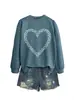 Amazon eBay Estación Independiente Moda Temperamento Versátil Mujer Otoño Invierno Nuevo Corazón Nota Musical Cuello Redondo Sudadera con Capucha Comercio Exterior