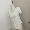 Camiseta de Algodón Modal con Cuello Escotado para Mujer, Verano, Holgada, Estilo Coreano, Camiseta Básica de Manga Corta, Top Casual con Cuello en V