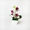 Nova Flor de Alta Simulação 4 Phalaenopsis Pequena Planta em Vaso Flores Brancas Bacia para Pés Sala de Estar Sala de Jantar Decoração de Mesa Flor Artificial