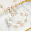 Collar de Trébol de Cuatro Hojas de Doble Cara Transfronterizo Moda de Lujo Ligero Colgante de Flor Dulce y Fresca Cadena para Clavícula Collar Adecuado para Niñas