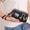 Bolsa de Celular Três Camadas Estampada da Moda, Carteira Longa, Clutch Horizontal, Porta-Moedas Portátil, Bolsa de Mão Que Cabe um Celular Grande