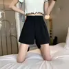 Shorts casuales negros para mujer, estilo fino deportivo de verano, nuevo modelo 2026, shorts cortos holgados de cintura alta de línea A de pierna ancha