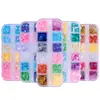 Lantejoulas para unhas acessórios de unha transfronteiriço caixa de 12 grades vazia formato de coração de pêssego estrela de cinco pontas estrela cruz flor de ameixa floco de neve