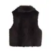Fabricantes Mayoristas de Ropa para Mujer Transfronteriza 2025 Nuevo Estilo Solapa Cremallera Sin Mangas Piel Sintética Chaleco Cálido Chaleco Chaqueta
