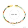 Pulseira de Zircônia da Moda Europeia e Americana Transfronteiriça, Elegante, Leve e Luxuosa, Versátil Pulseira de Tênis de Diamantes Redondos Coloridos, Joia de Mão para Mulheres