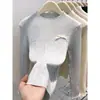 Top de punto de manga larga con cuello redondo y encaje de corbata de lazo para mujer, nueva camisa básica ajustada de otoño e invierno