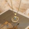Collar con colgante geométrico de ojo del diablo con circonita bañada en oro de 18 quilates, estilo antiguo europeo y americano australiano, con personalidad de nicho, joyería de traje nueva