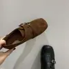 Zapatos Planos Versátiles Mary Jane de Cuero con Punta Cuadrada Tallada de Doble Botonadura Estilo Retro Británico 2026 Otoño/Invierno para Mujer Aumentadores de Altura Interna