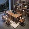 Nuevo juego de mesa de té y sillas estilo chino, mesa de té pequeña de madera maciza, mesa de té para espacios pequeños, mesa de té para balcón de oficina, juego completo todo en uno