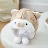 Gorro Protector de Oídos para Niños Estilo Coreano Lindo Dibujo Animado Pequeño Dinosaurio Gorro de Punto Grueso Forrado de Polar Cálido para Niños