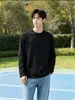 Sudadera de Cuello Redondo para Hombre Otoño Invierno Más Terciopelo Cálido Manga Larga Capa Base Color Puro Holgada Talla Grande Top Interior Base