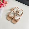 Zapatillas con Tira de Lazo Aumentada 5 cm para Mujer para Usar Afuera en Verano con Faldas Sandalias de Punta Abierta Estilo Pastoral Fondo Floral