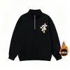 Sudadera bordada con media cremallera y cuello alto modelo A7255 Tallas M-3XL negro blanco gris fina P30 con forro polar 32