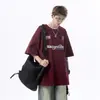 Marca Americana Tendência Bonita Estilo Biker Manga Curta Camiseta para Homens e Mulheres Verão High Street Estampa de Letras Casual Manga de Cinco Pontos Camiseta