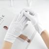Guantes de ciclismo para mujer, primavera, verano y otoño, bordados, spandex, negro y blanco, rendimiento, etiqueta de baile, elásticos, finos, protección solar