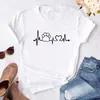 Nueva camiseta casual y simple de manga corta estilo coreano Harajuku con diseño estampado, adecuada para el uso diario y para ir al trabajo, top holgado para mujer