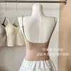 Camisola fina sin costuras de longitud media con tacto de segunda piel y tirantes finos para mujer, adecuada para llevar sola o debajo de otras prendas, con soporte suave, copas fijas y un hermoso diseño en la espalda