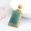 Pingente de Jade Guan Yu Natural Grau A Pingente Azul Água em Branco Colar Joias Atacado Dropshipping S4101903