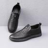 Zapatos de cuero para hombre, otoño, transpirables, suaves, de cuero, informales, sin cordones, para negocios, para papá
