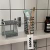 Soporte de resorte para cepillos de dientes, estante de almacenamiento de metal para escritorio, soporte avanzado para cepillos de dientes, bolígrafos huecos, decoración, estante de almacenamiento con drenaje para baño