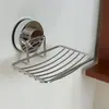 Suporte de Sabonete com Ventosa, Porta-Sabonete de Drenagem Montado na Parede Sem Furos, Caixa de Sabonete para Banheiro, Porta-Objetos de Grade em Aço Inoxidável