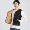 Colete de Algodão com Penas Outono e Inverno Masculino para Jovens Estudantes Quente Slim Fit Ombro Acolchoado Espessado para Meia-Idade e Idosos Colete Fino para Usar por Baixo