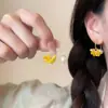Escuchando el viento, pasos ligeros, chifón amarillo, flecos de pétalos, aretes para mujer, vacaciones en la playa, aretes exagerados, aretes únicos y hermosos