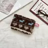 512112 Bolsa de Almacenamiento Estilo Retro de Peluche, Billetera para Llaves y Monedas, Porta ID, Organizador de Artículos Varios, Almacenamiento de Lápiz Labial para Viaje