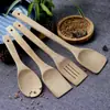 Conjunto de Espátulas de Bambu, Espátula de Bambu, Espátula de Cozinha Antiaderente, Colher de Arroz, Espátula Chinesa de Bambu com Cabo Longo