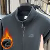 Sudadera de Forro Polar para Hombre con Cuello Alto, Chaqueta Cardigan, Forrada de Polar, Color Sólido, Bordada, Chaqueta de Polar Cálida, Importada