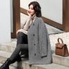 Abrigo de Lana Estilo Coreano Nuevo de Invierno Leche de Papaya Espesado de Largo Medio Estilo Coreano Casual Elegante a Cuadros Abrigo de Lana