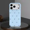 Capa de Celular Estilo Simples e Curativo com Fundo Azul, Laço e Bolinhas para Apple 17/18 Pro Max Capa Protetora Fosca Ultra-Fina