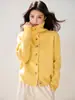 Toma Real 2025 Suéter de Cuello Alto Cárdigan para Mujer Otoño e Invierno Nuevo Retro Solapa Holgado Elegante Chaqueta Top de Punto