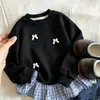 Blusa de Renda Xadrez Azul Escuro para Meninas Estilo Coreano Primavera Verão Outono Inverno Roupa Externa Infantil Camada Interna Camada Base Moletom de Manga Longa