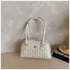 Bolsa Almofada Pequena Quadrada Acolchoada Estilo Chanel para Mulheres, Bolsa de Mão Plissada, Bolsa Tote Pequena, Bolsa Transversal de Ombro
