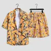 Traje de playa hawaiano para vacaciones, holgado, de talla grande, para hombre, de marca de moda, camisa de manga corta, conjunto informal de dos piezas