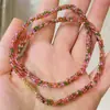 Colar Torcido Multifacetado de Granada Natural, Gargantilha da Moda com Contas de Arroz em Formato de Bola de Futebol, Pulseira Colorida de Turmalina e Espinélio para Melhor Amiga