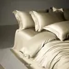 Qualidade BoutiqueConjunto de quatro peças de algodão egípcio de fibra longa de alta qualidade Classe A, 100 fios, cor sólida simples, roupa de cama macia e sedosa para dormir nu